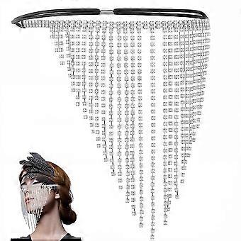 Alloy Rhinestone Polyester Head Chain Alloy Headbands Hair Accessories for Women and Girls Platinum 257x172x2.8mm