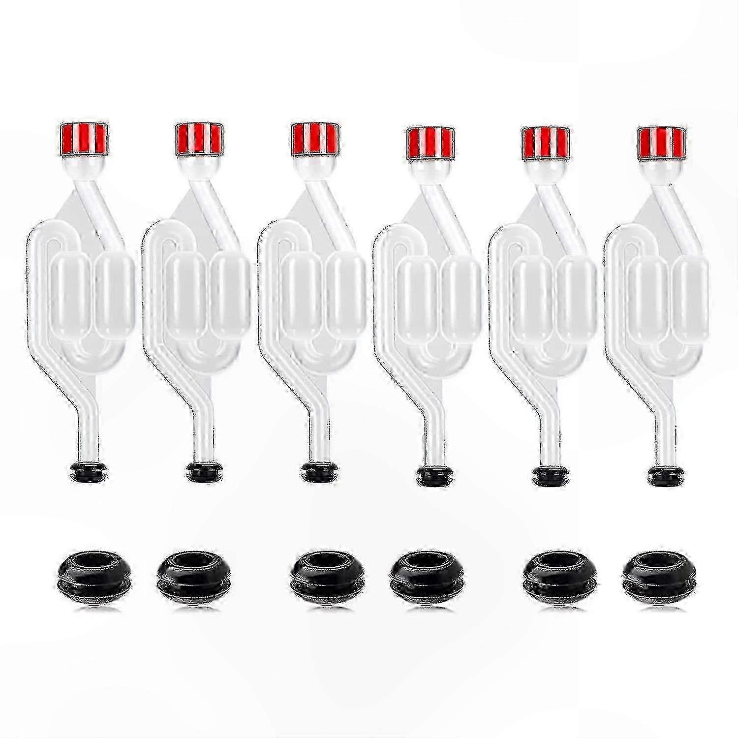 12-Pack Fermentation Airlock Set with 6 Grommets for Wine & Beer Brewing