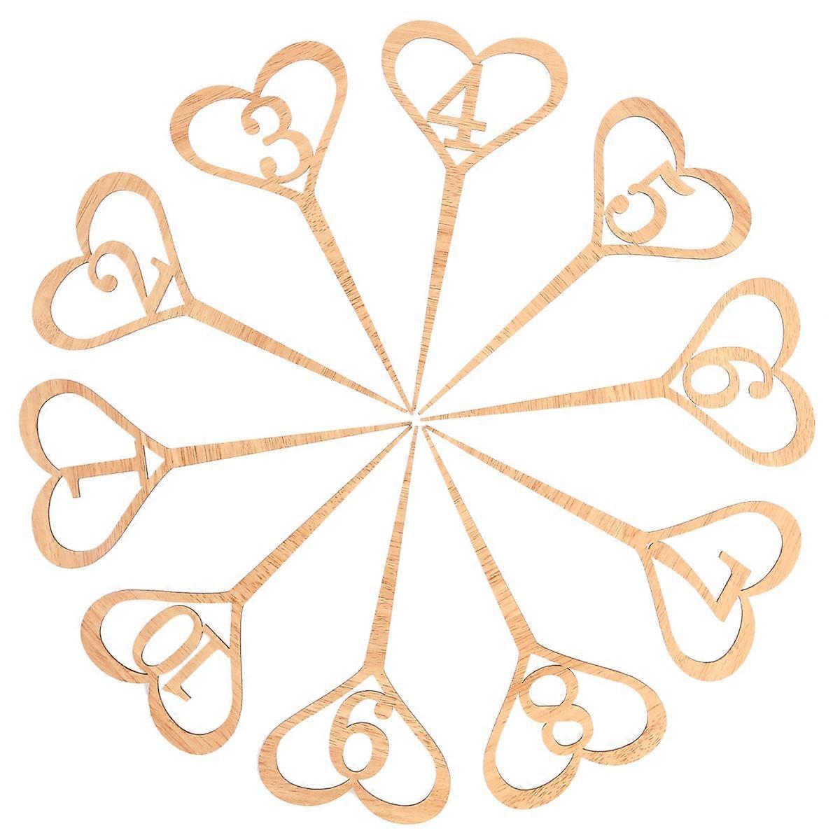 Wooden Heart Table Numbers for Wedding Seating 10Pcs Set