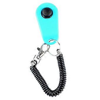 Clicker de dressage pour chiens, clicker interactif universel pour animaux de compagnie avec dragonne noire et anneau bleu ciel intelligent