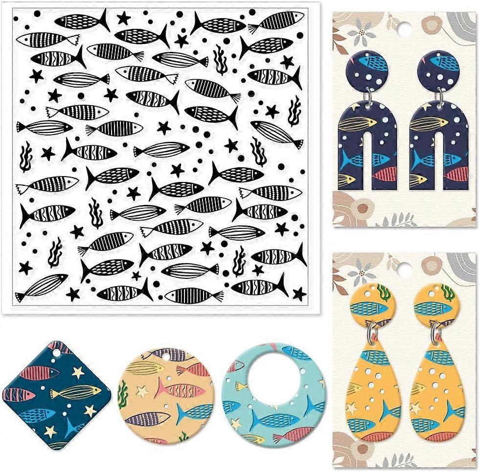 Cartoon Fish Polymer Clay Texture Sheets Seaweed Silicone Texture Stamp Clay Modeling Pattern Pad Texture Sheets for Polymer