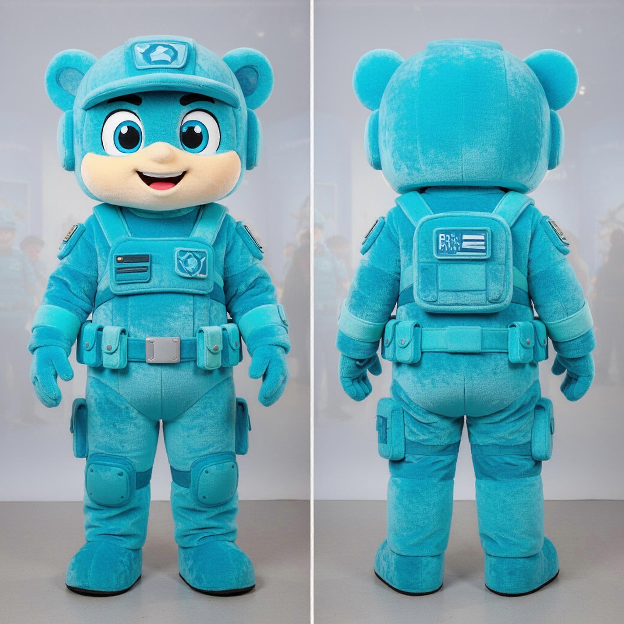 MASTICOT Cyan Courageous Commando Mascot