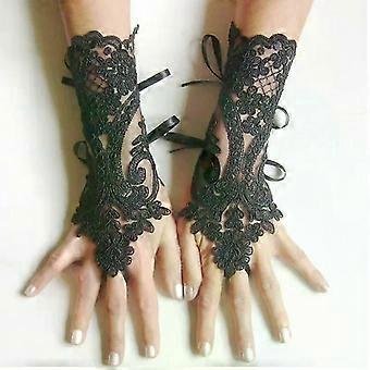 Neue Frauen Hochzeit Fingerlose Handschuhe Spitze Weiß Schwarz Hochwertige Hochzeit Handschuhe Fäustlinge Accessoire Mädchen Party Sexy Handschuhe Guante