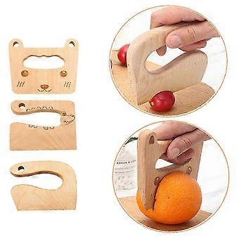 Wooden Knife for Kids Safe Cutting Toy Natural Wood Toddler Kitchen Tool for Pretend Play and Learning