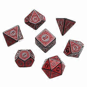 Polyhedral Dice Set, 7-Piece Acrylic Red D4-D20 Multi-Sided Dice for TRPG, DND & Tabletop Games