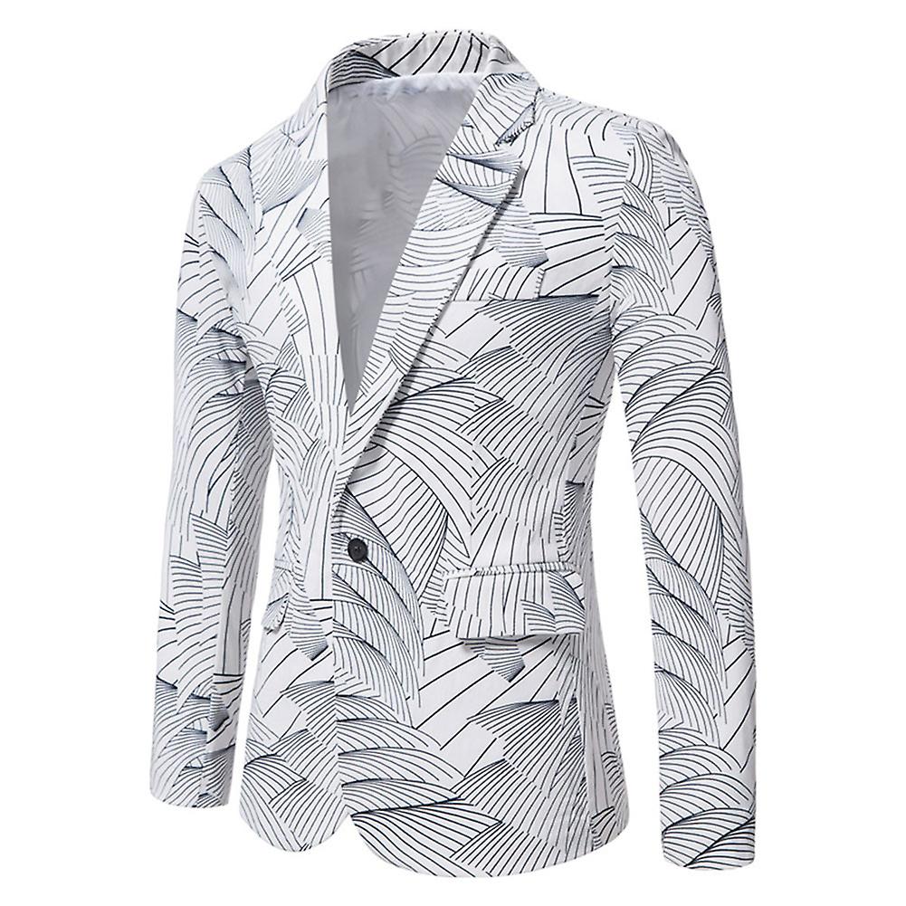 Cloudstyle Men's Casual Unique Printed Notched Lapel 1 Button Blazer