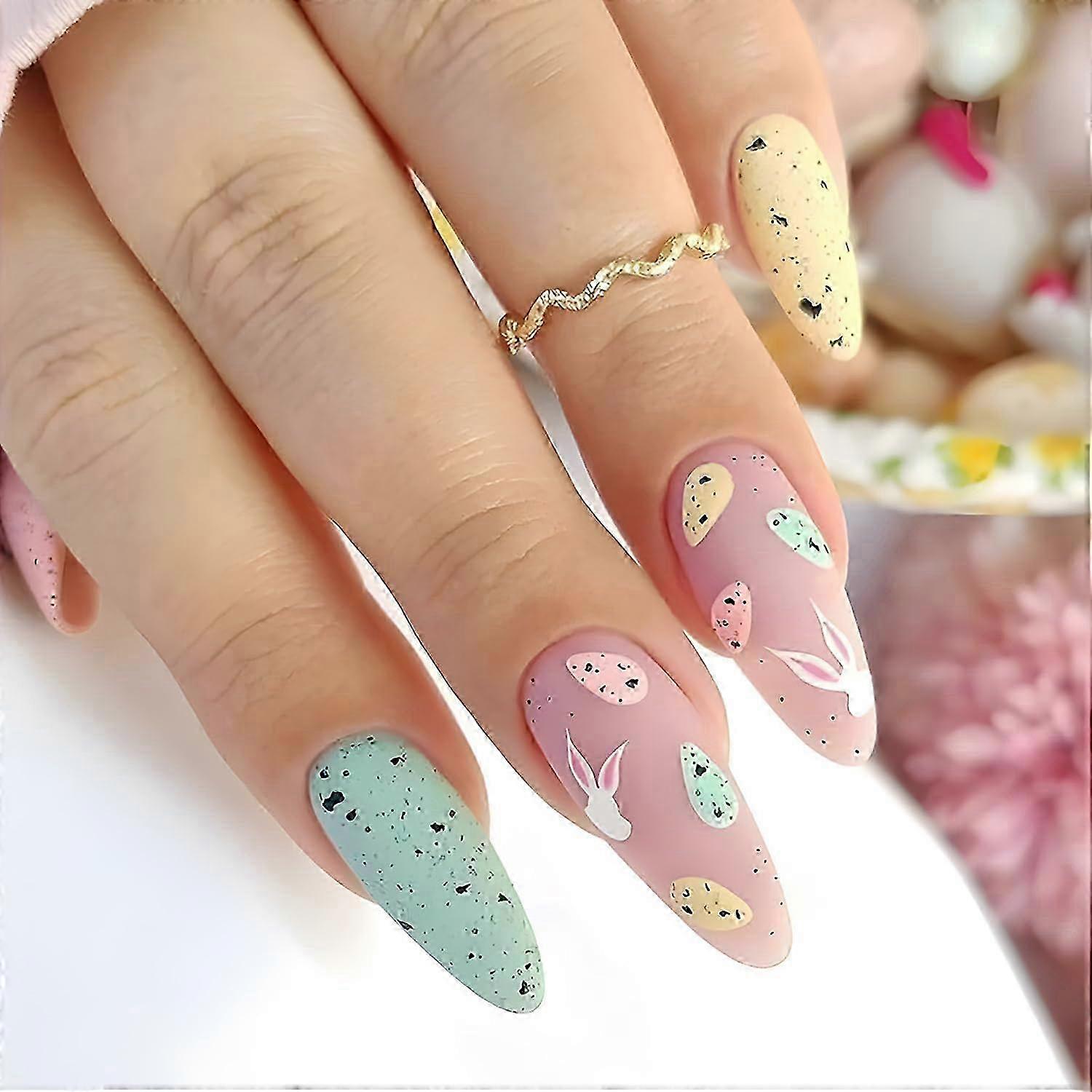 Easter Egg Almond Press On Nails