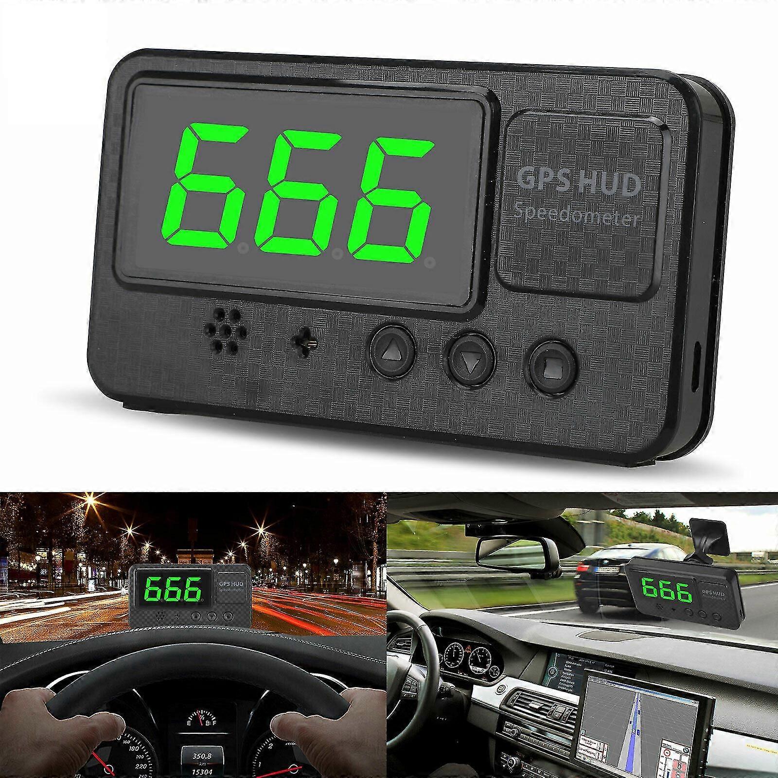 Car GPS HUD Speedometer, 3 Inch Digital Head Up Display, MPH KMH Overspeed and Fatigue Driving Alarm, Mileage Time Altitude, Taxi and Special Cars