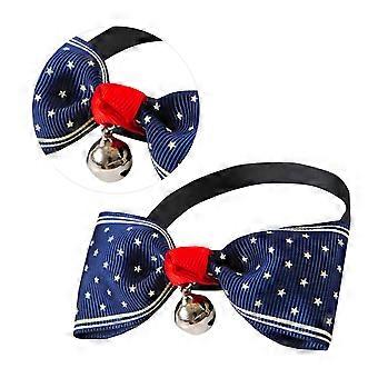Pet Cat Collar Bowknot Tie for Party 2Pcs Dark Blue Small Cat Supplies
