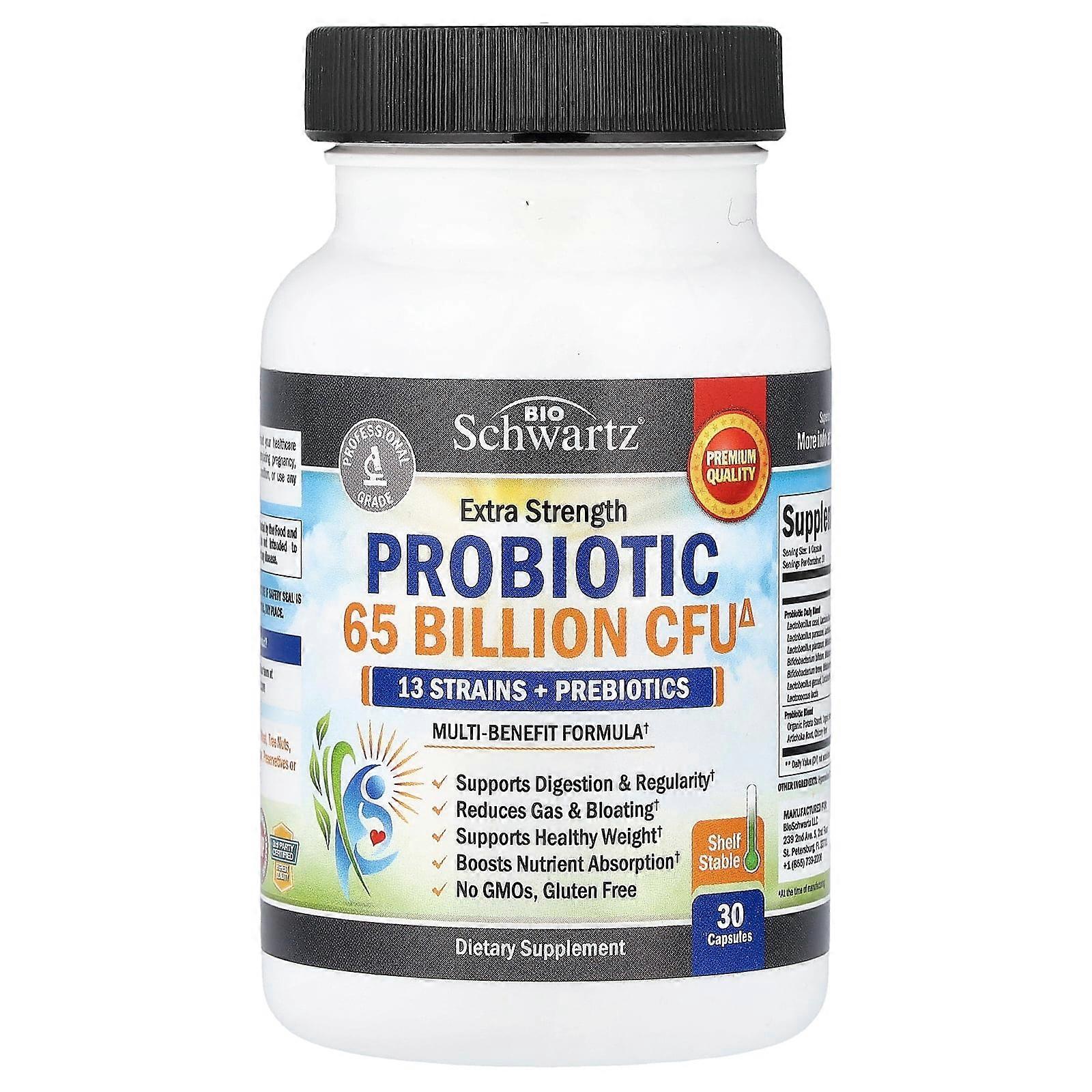 BioSchwartz, Extra Strength, Probiotic, 65 Billion CFU, 30 Capsules