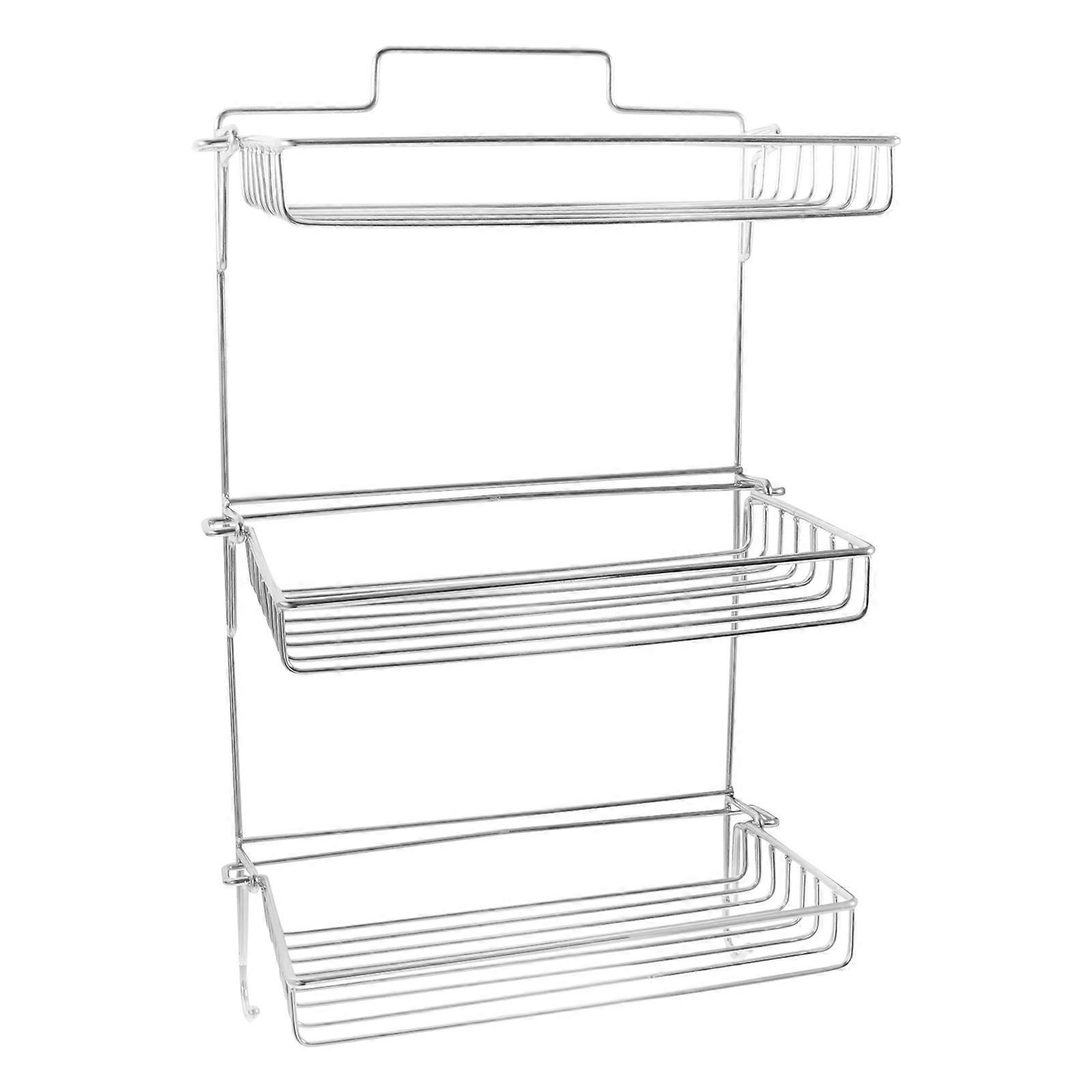 Silver Foldable Wall-Mounted Storage Rack compatible with Toilet Storage