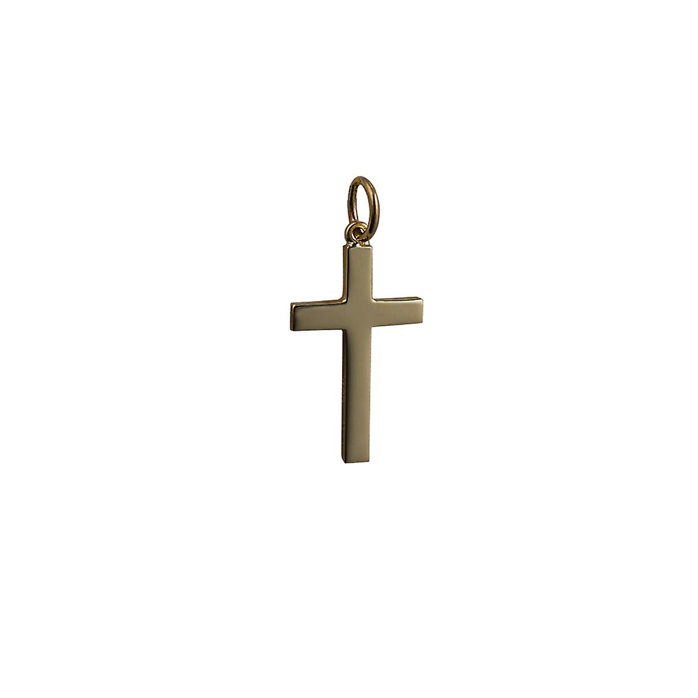 9ct Gold 20x12mm plain solid block Cross