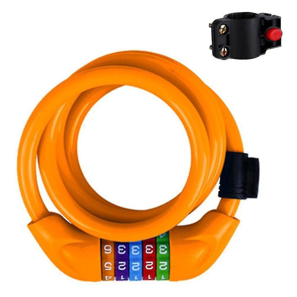 Bicycle Combination Lock With 5 Positions On Coloured Wheels Orange
