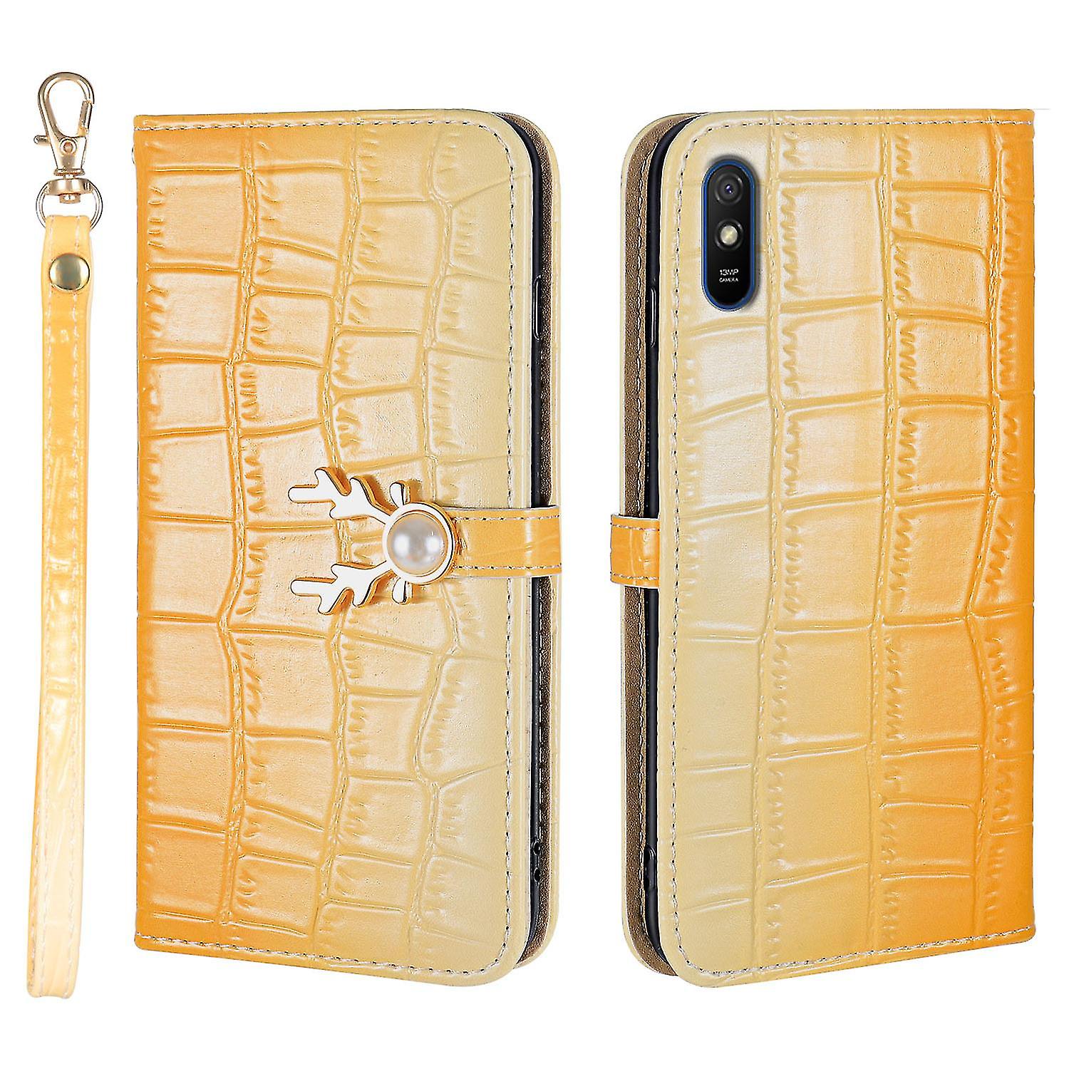 Elk Pattern Phone Case For Redmi 9a With Card Holder, Lanyard, Pu Leather Material, Wallet Function, Corner Fall Protection