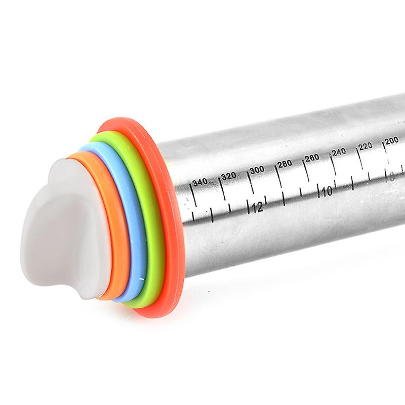 Adjustable Stainless Steel Rolling Pin Dough Roller with 4 Removable Adjustable Thickness Rings