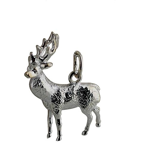 Silver 23x25mm solid Stag Pendant or Charm