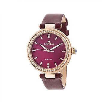 Keisarinna Louise automaattinen MOP nahka bändi Watch - Rose Gold/Burgundi