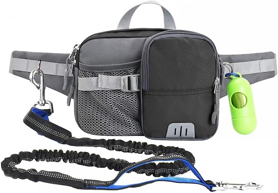 Hands Free Dog Leash, Dog Running Waist Leash With Dog Poop Bag Dispenser & Pouch For Jogging Biking Running Walking