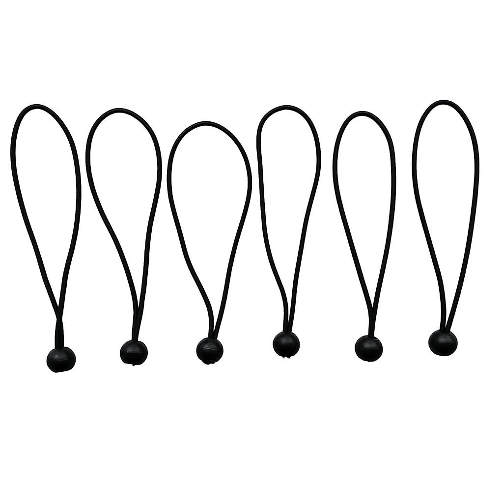 6 Peças de Lona de Bola Pesada Bungee Ball Cord Tie Down Tope Preto 8 polegadas