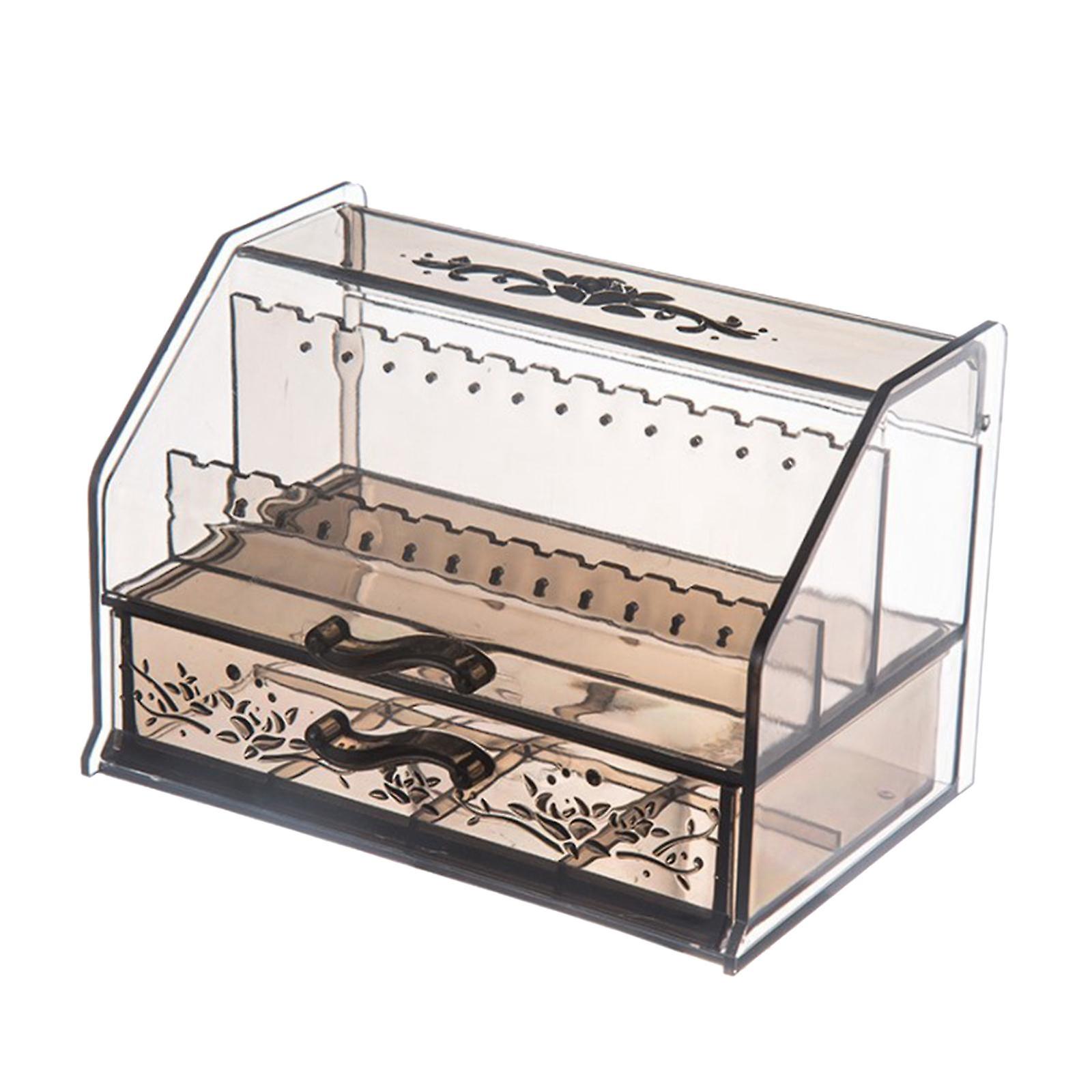 Acrylic Makeup Jewelry Organizer Case Display Box Grey