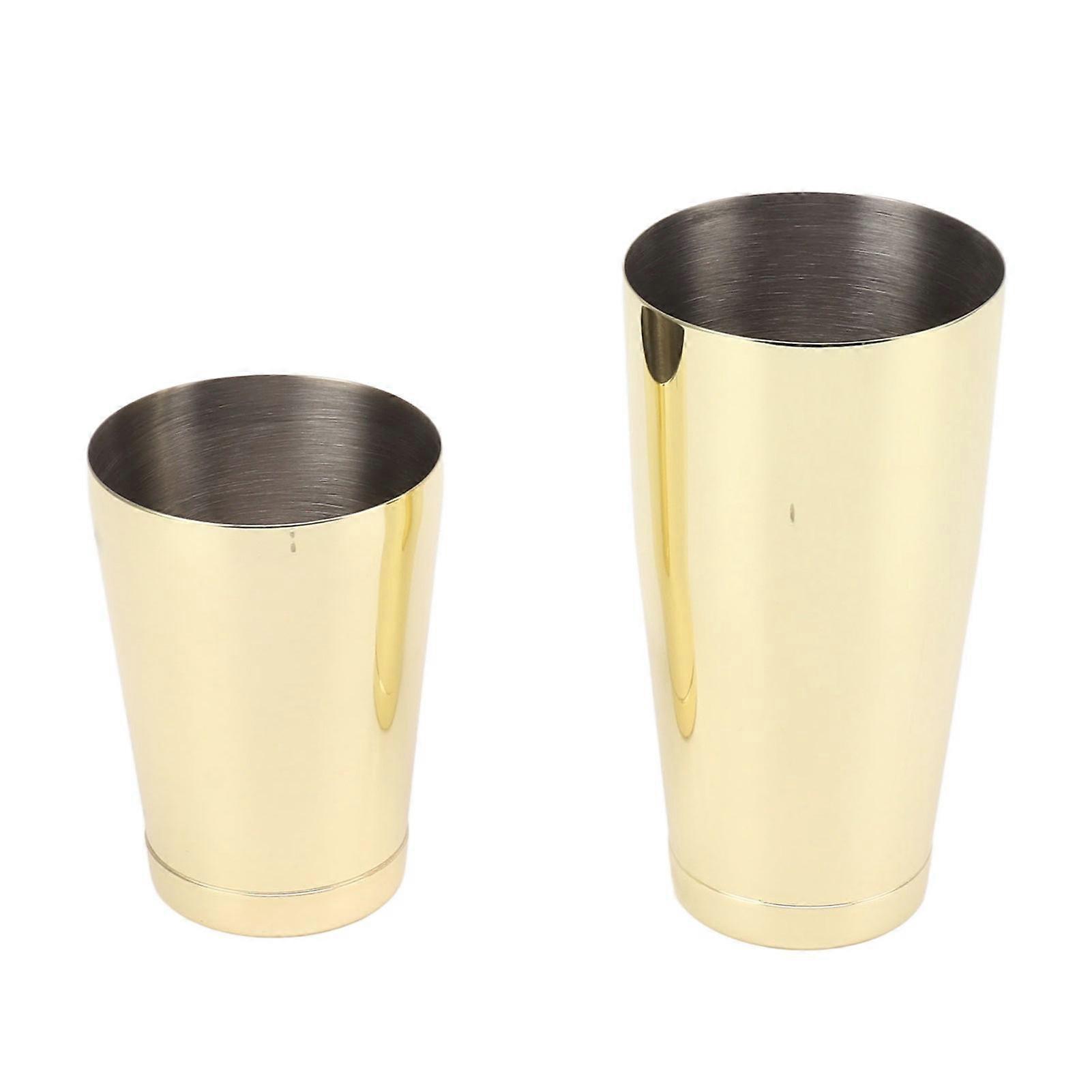 304 Stainless Steel 2-Section Cocktail Shaker - Sleek Bartending Mixer - for Crafting Cocktails(Gold Plated with Bottom Cup)