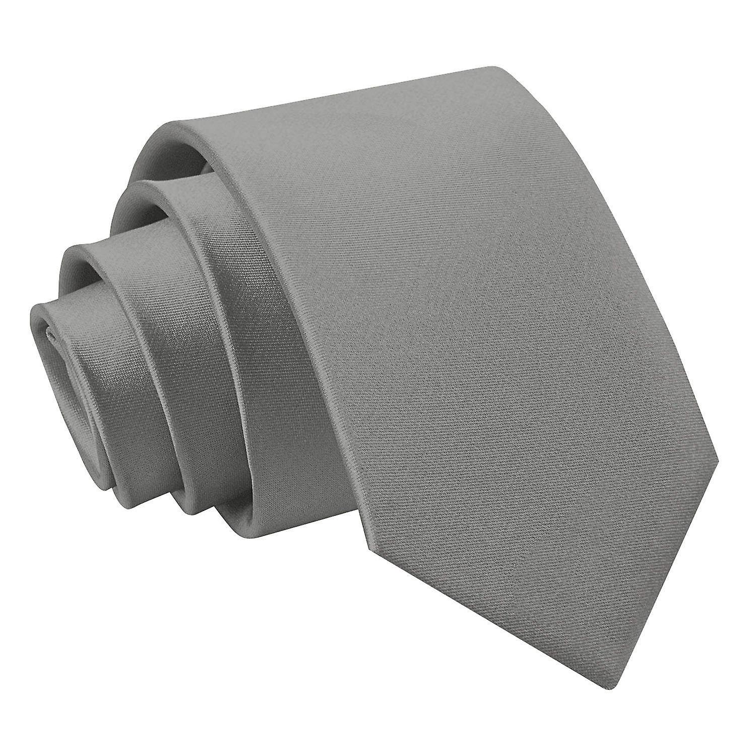 Platinum Plain Satin Regular Tie for Boys