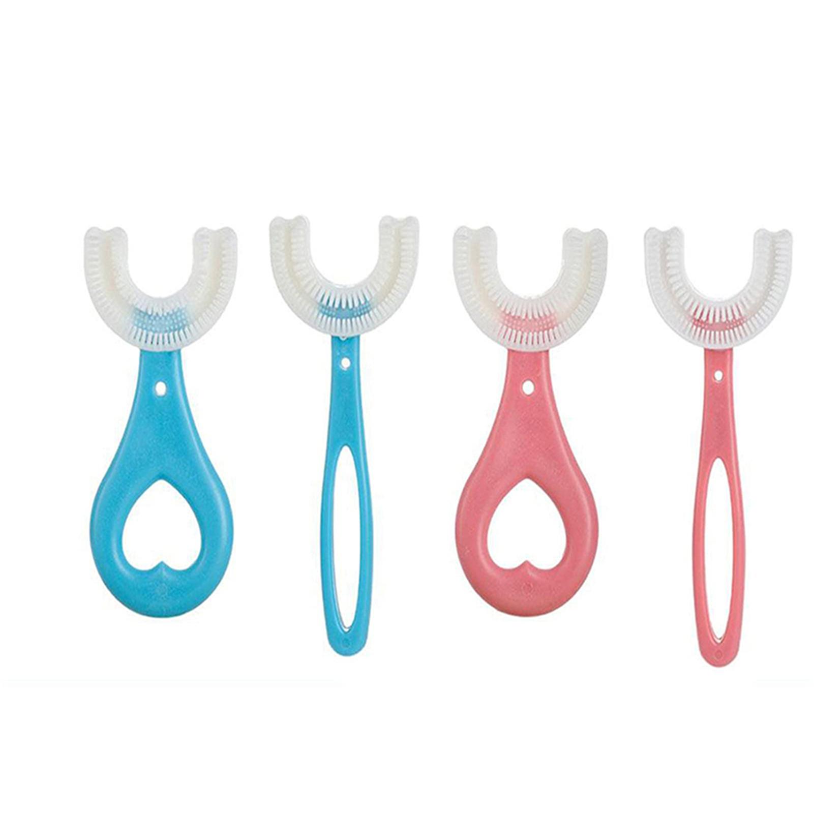 Children U Shape Toothbrush with Soft Silicone Brush Head Manual Teeth Cleaning Tool for Boys Girls