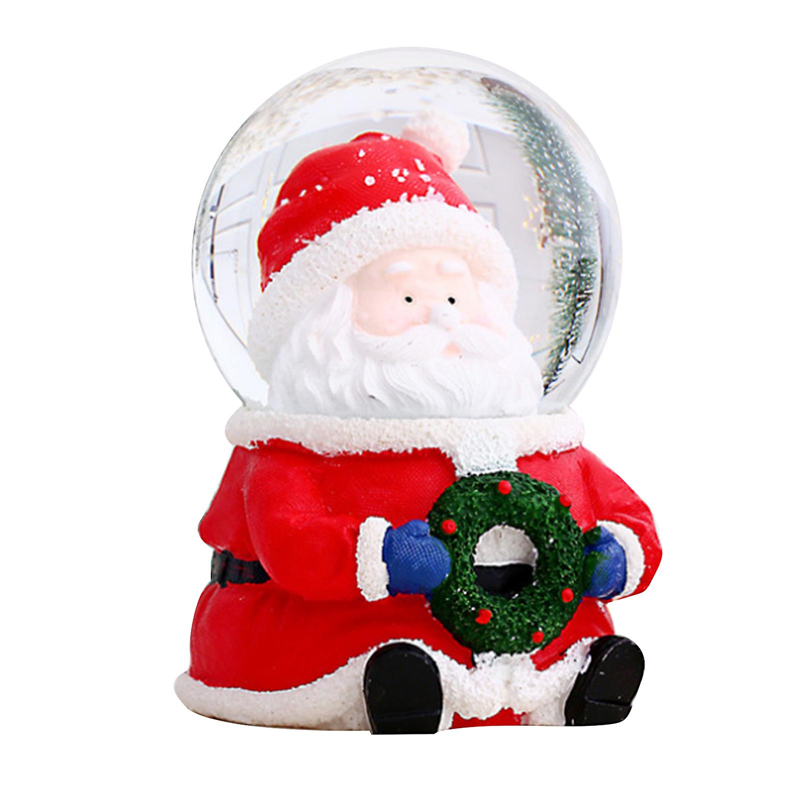 Christmas Snow Globe Color Changing Lighted Resin Lighted Glitter Snow Globe Decor Resin Glass Christmas Ball Ornaments Big Headed Large Old Man