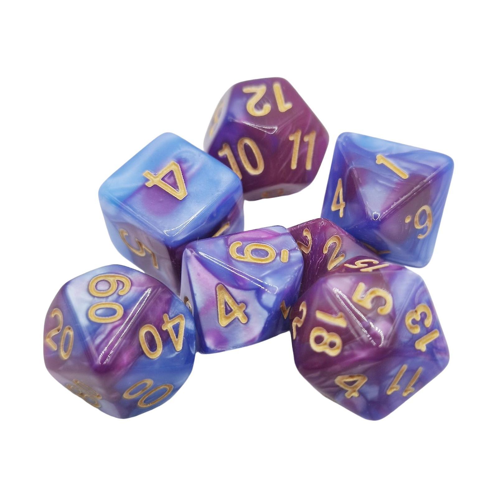 7 Pieces Polyhedral Dices Set Durable Board Game Props for Card Game Cafe Violet Argent