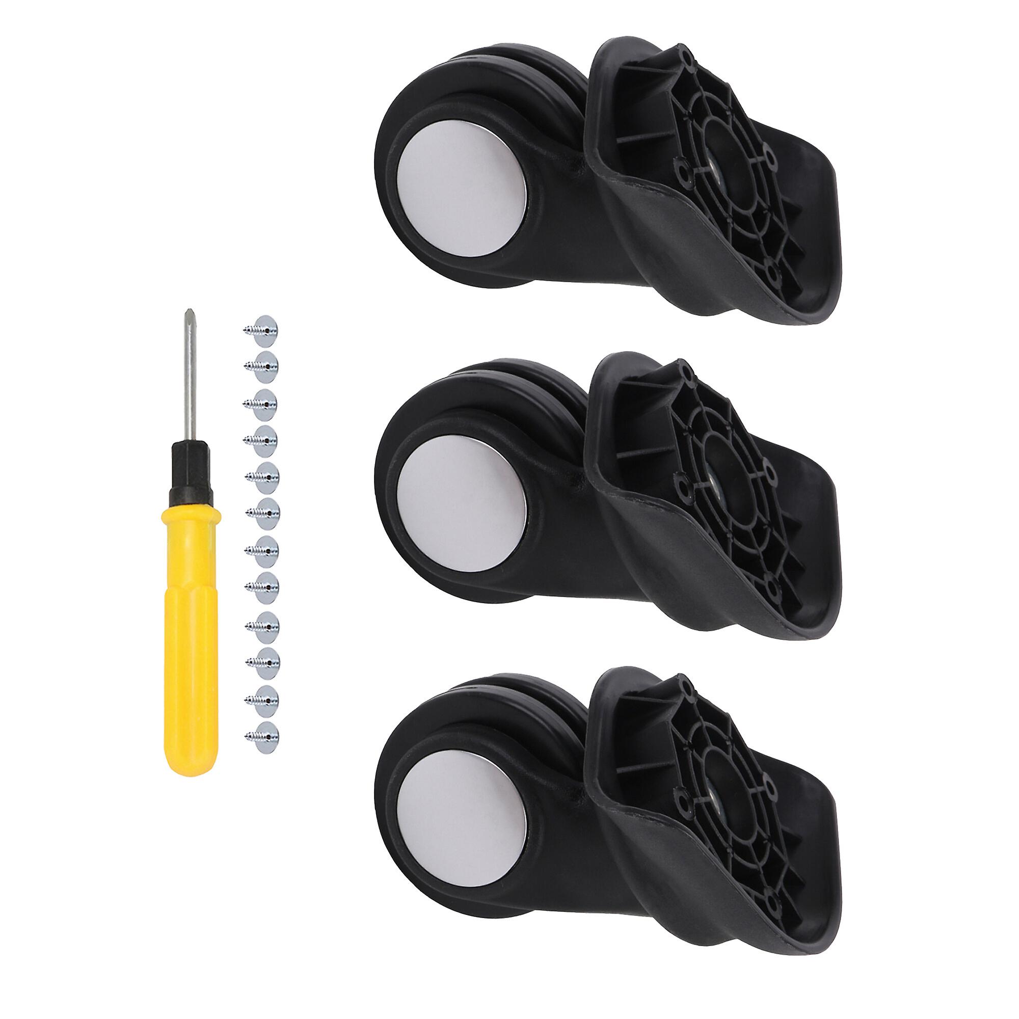 3 Pcs Mute Luggage Wheels Replacement W003 3.15 Inch Black Right Kit