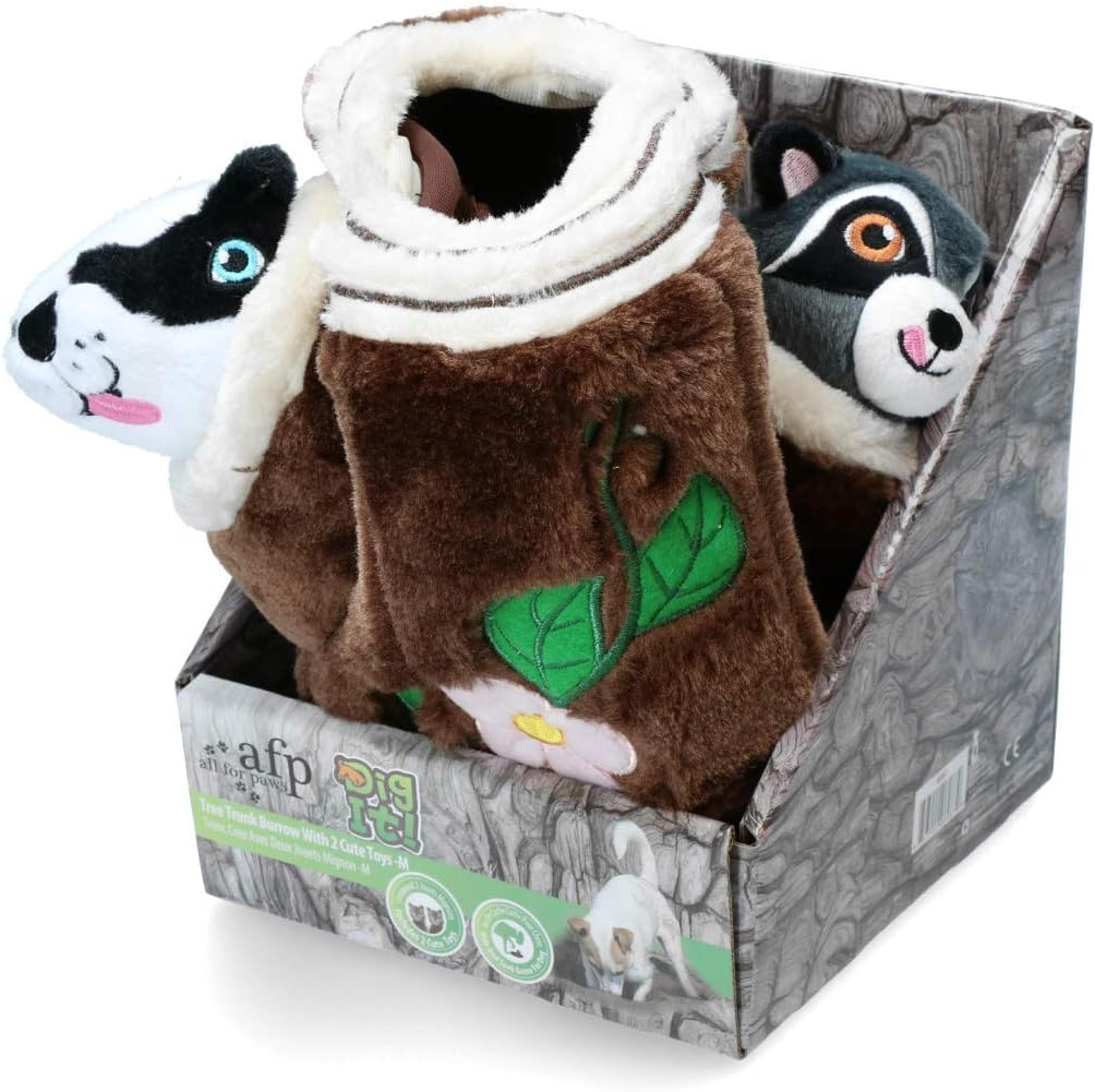 All For Paws Dig It Tree Trunk Burrow - M With 2 Cute Dog Toy