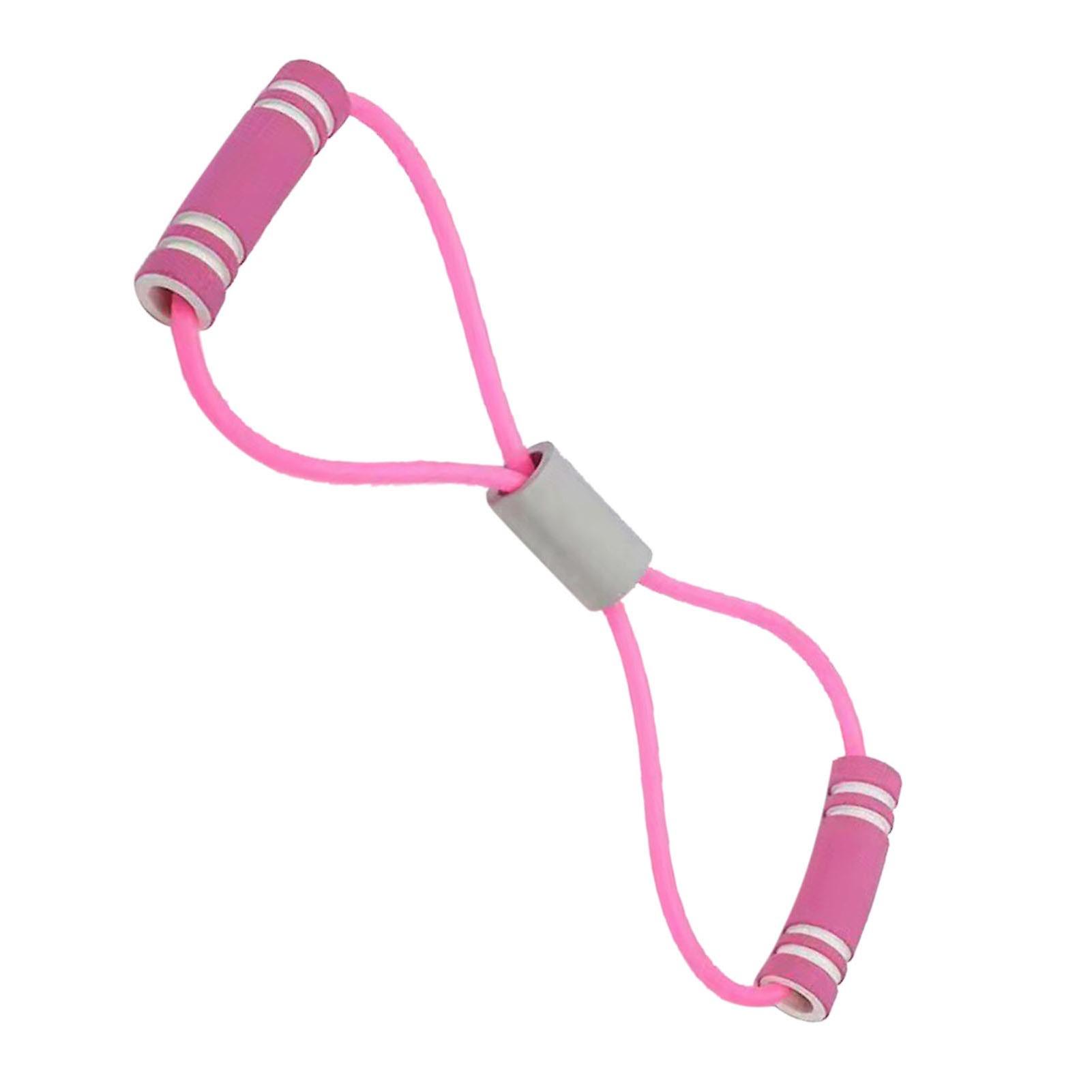 Figure 8 Puller Adjustable Length 8 Shaped Resistance Bands Elastic Fitness Pulling Rope for Arm and Shoulder Stretch Pink 