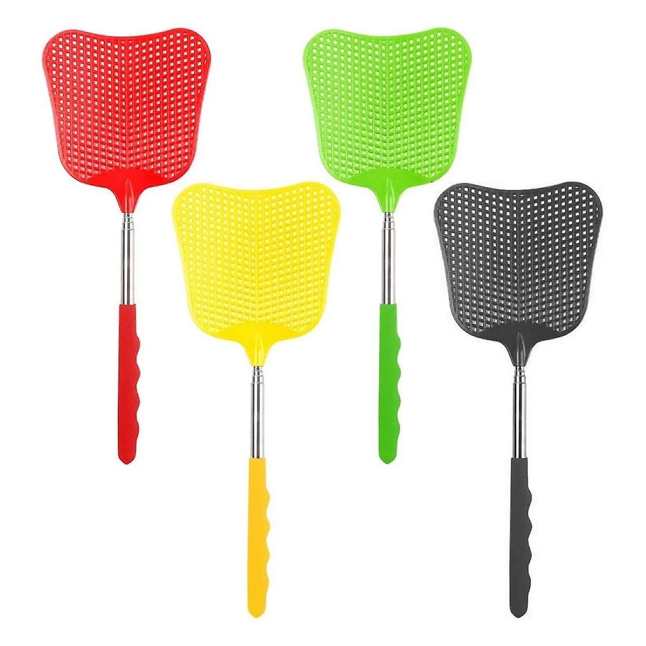 Retractable, Durable Plastic Fly Swatter Plastic Net Swatter with Stainless Steel Handle for Indoor/