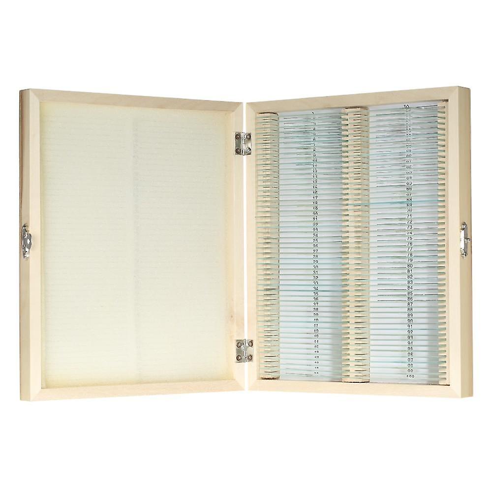 Prepared Microscope Slides Animal Plants Insects Tissues Specimens Set With Wooden Case 100pcs