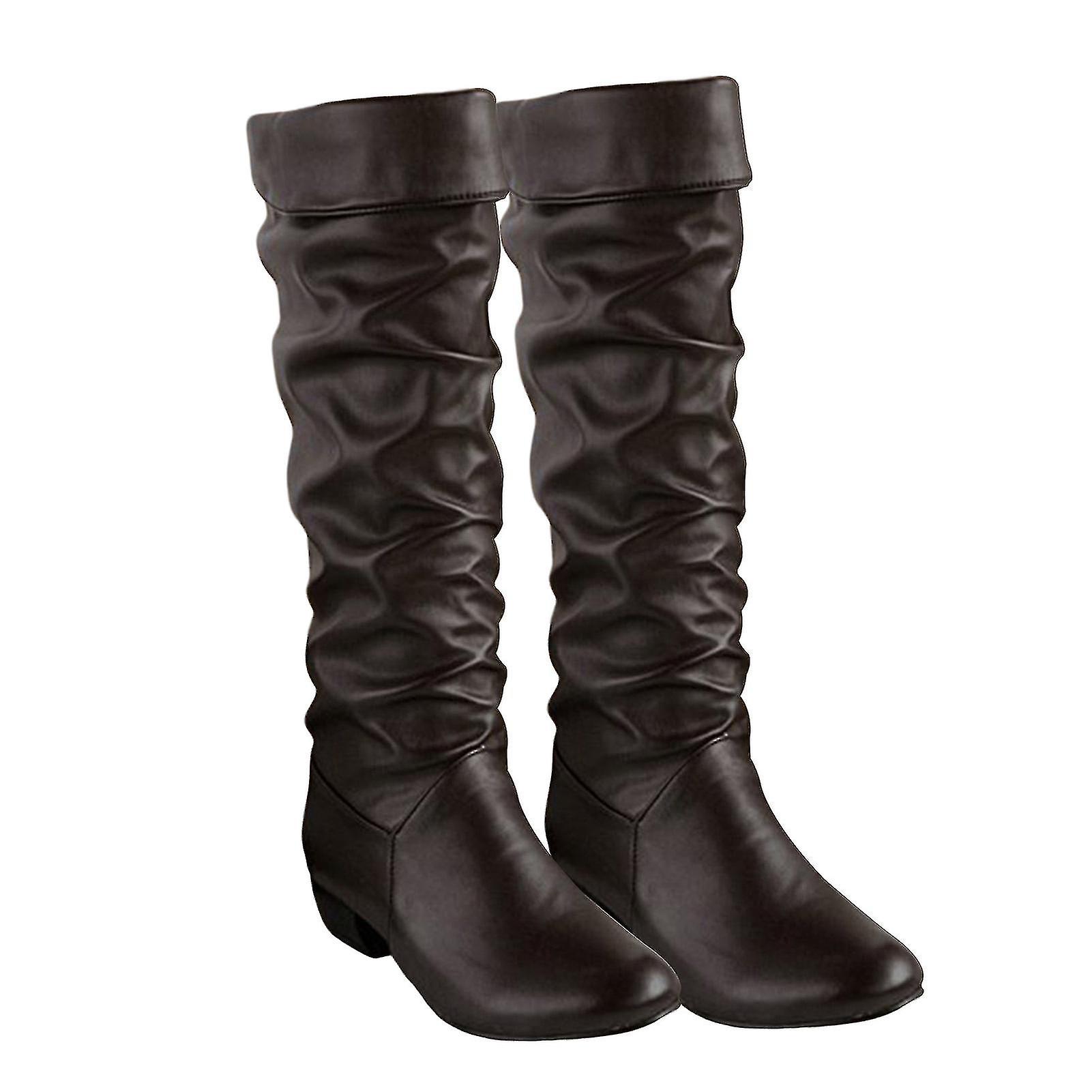 Dámské zimní dlouhé boty Koleno vysoké boty platforma robustní blok podpatku boty pro večírek pracovní datum svatba