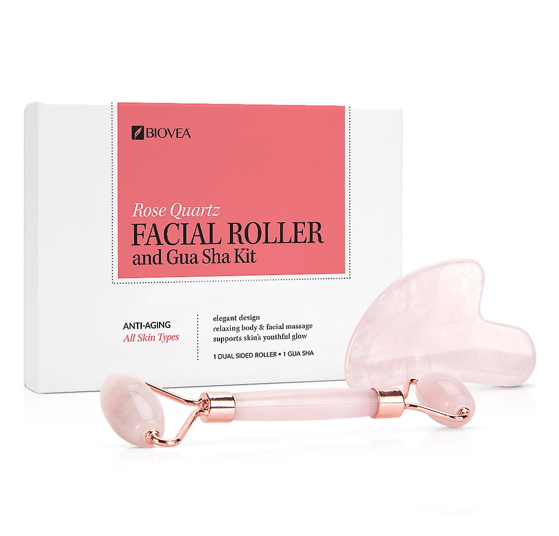 Rose Quartz Roller & Gua Sha Facial Tools