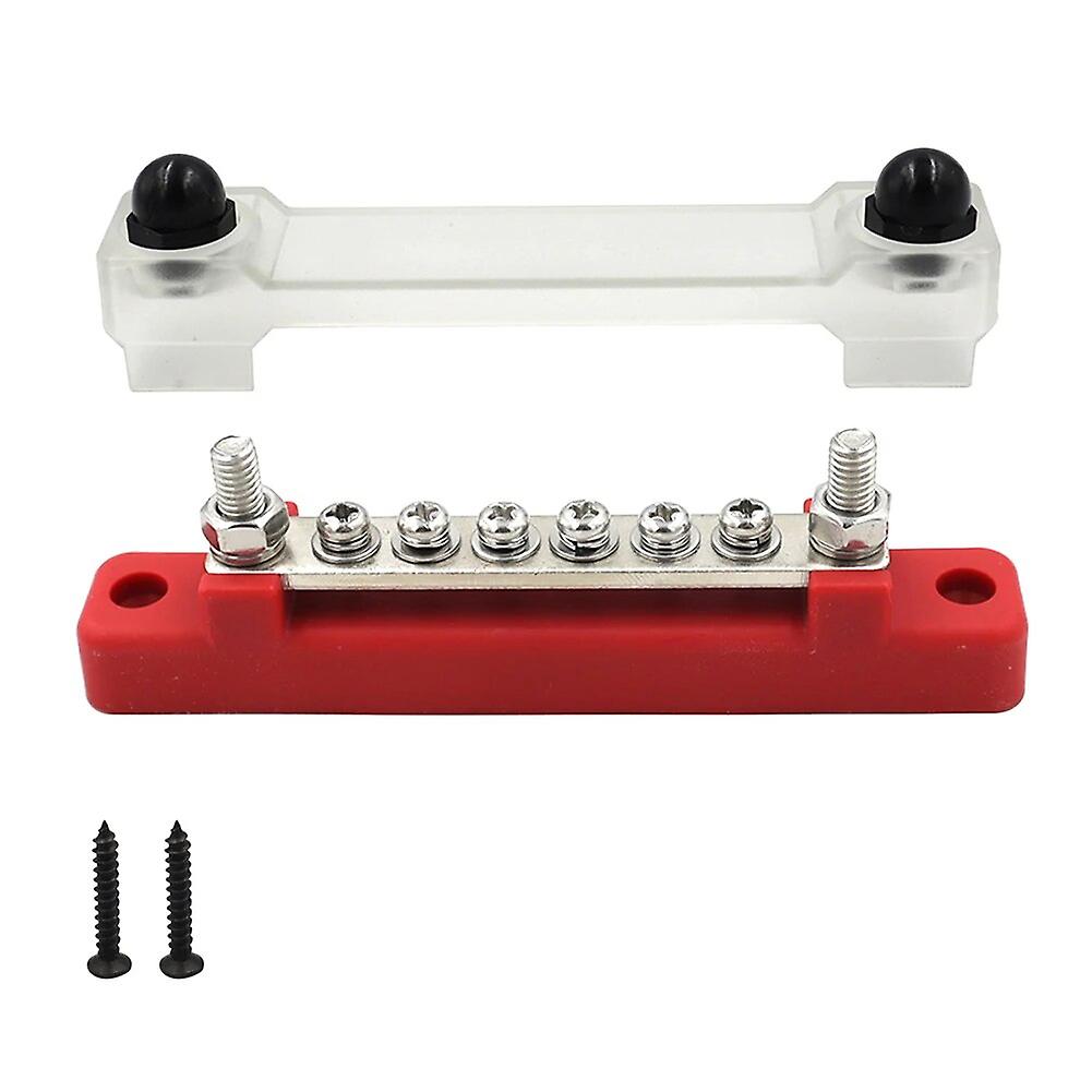 2pcs 12 Terminal Power Distribution Block Bus Bar With Covers + Ring Terminals