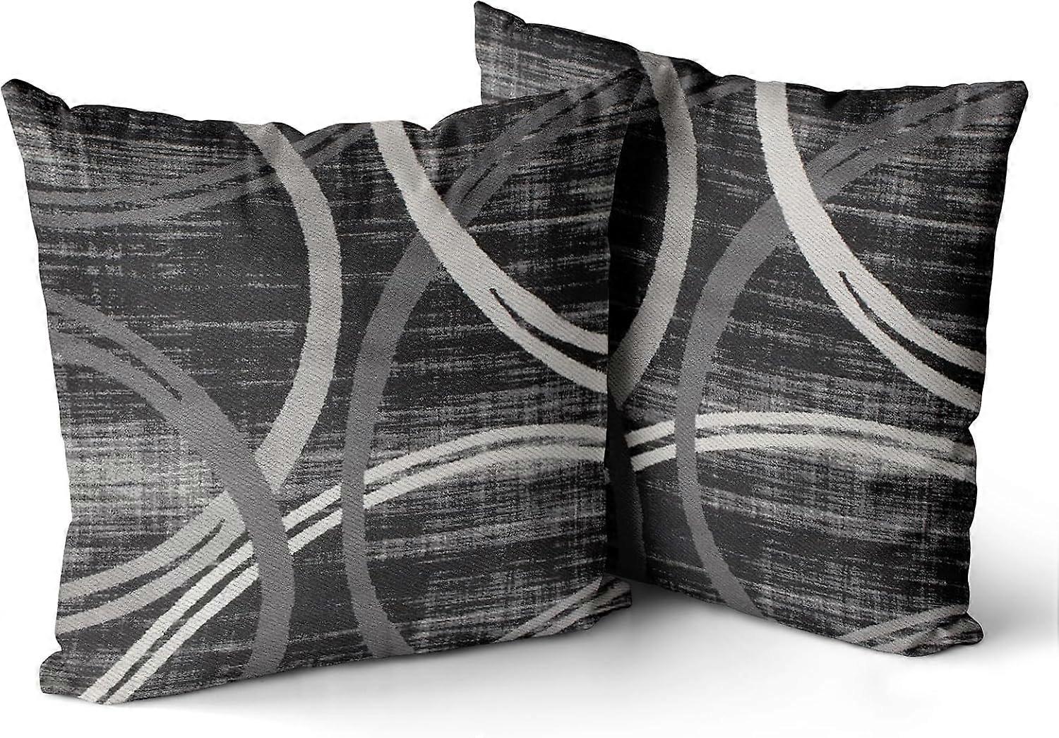 Wavy Circles Throw Pillow Covers Pack of 2 Modern Shining Dull Contrast Rings Geometric Cushion Covers Shells for Couch Sofa Home Double Sided Decor 1
