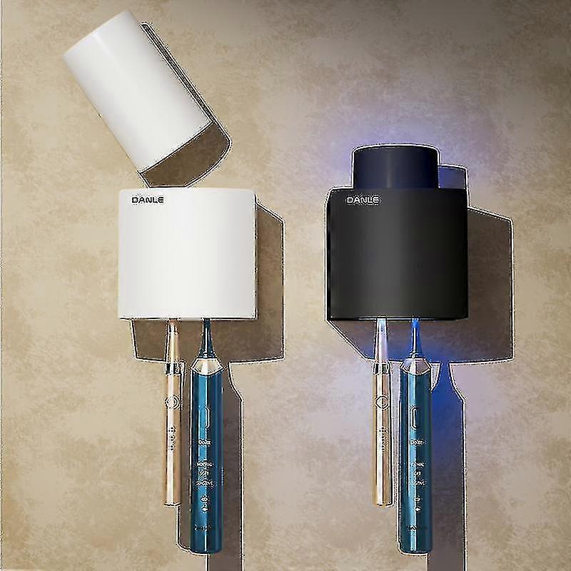 Tannbørste Sanitizer Desinfeksjon Box Storage Holder (hvit, svart, 2stk)