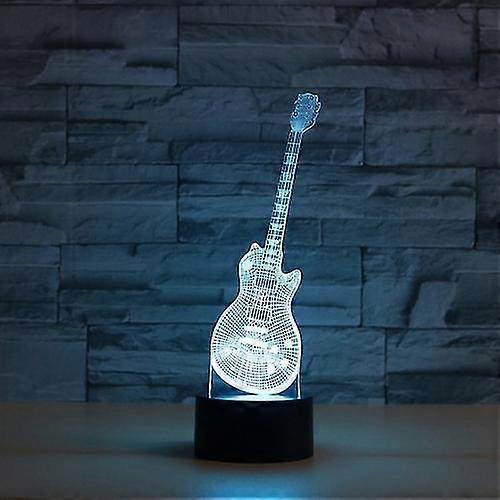 Gitarr Form 3D Färgglad Led Vision Ljus Bordslampa