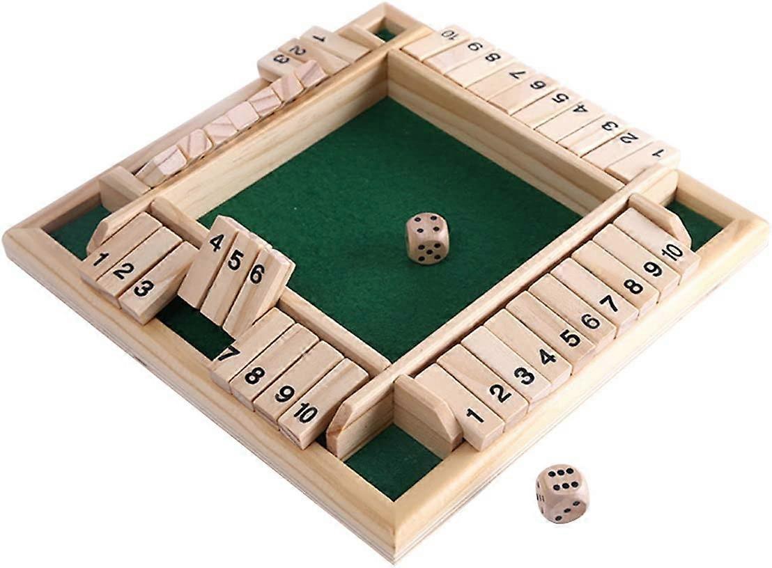Deluxe 4 Player Shut The Box Wooden Table Game Classic Dice Board Toy