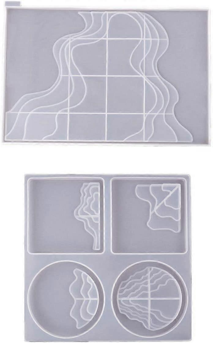 Resin Casting Mould Irregular Silicone Ocean Tray Mold Clay Tool 2Pcs