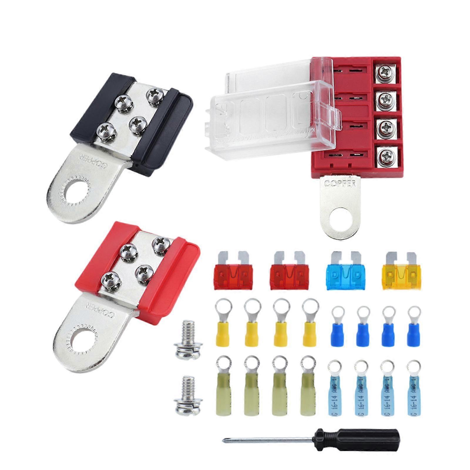 Battery Terminal Mount Set Stable Performance Fuse Block 4 Circuit Terminal