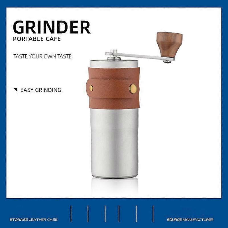 Mini Handheld Coffee Beans Grinder Mill Stainless Steel Body with Leather Case Stroage Ceramic Core Handmade for Kitchen Travel Coffee Grinders