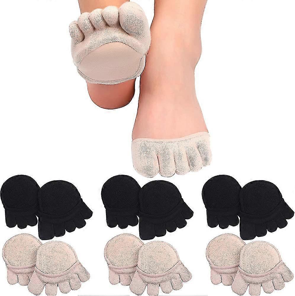 6 Pairs Toe Topper Socks No Show Liner Socks Five Finger Half Socks Non-slip
