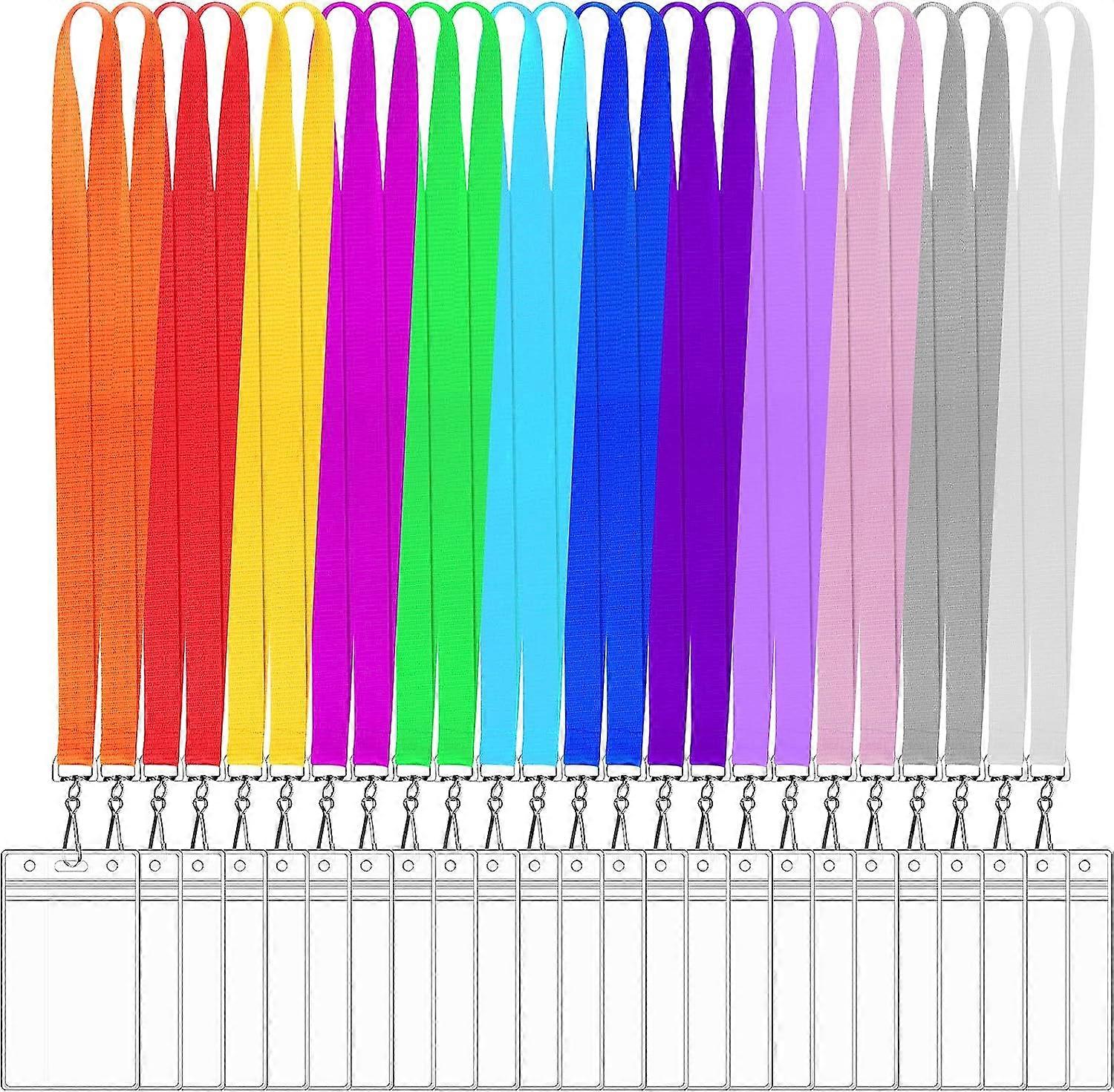 8 Pack Cruise Lanyard with Waterproof ID Card Holder Colorful Solid Color Durable Badge Card and Carnival Sail (Assorted Rainbow 8 Colors)