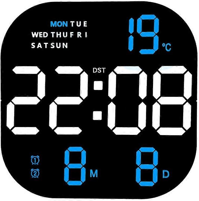 Digital Wall Clock for Bedroom, LED Digital Clock for Wall with 12/24H, Auto-Dimming, Temperature & Countdown, Mirror Digital Clock with Remote for Li