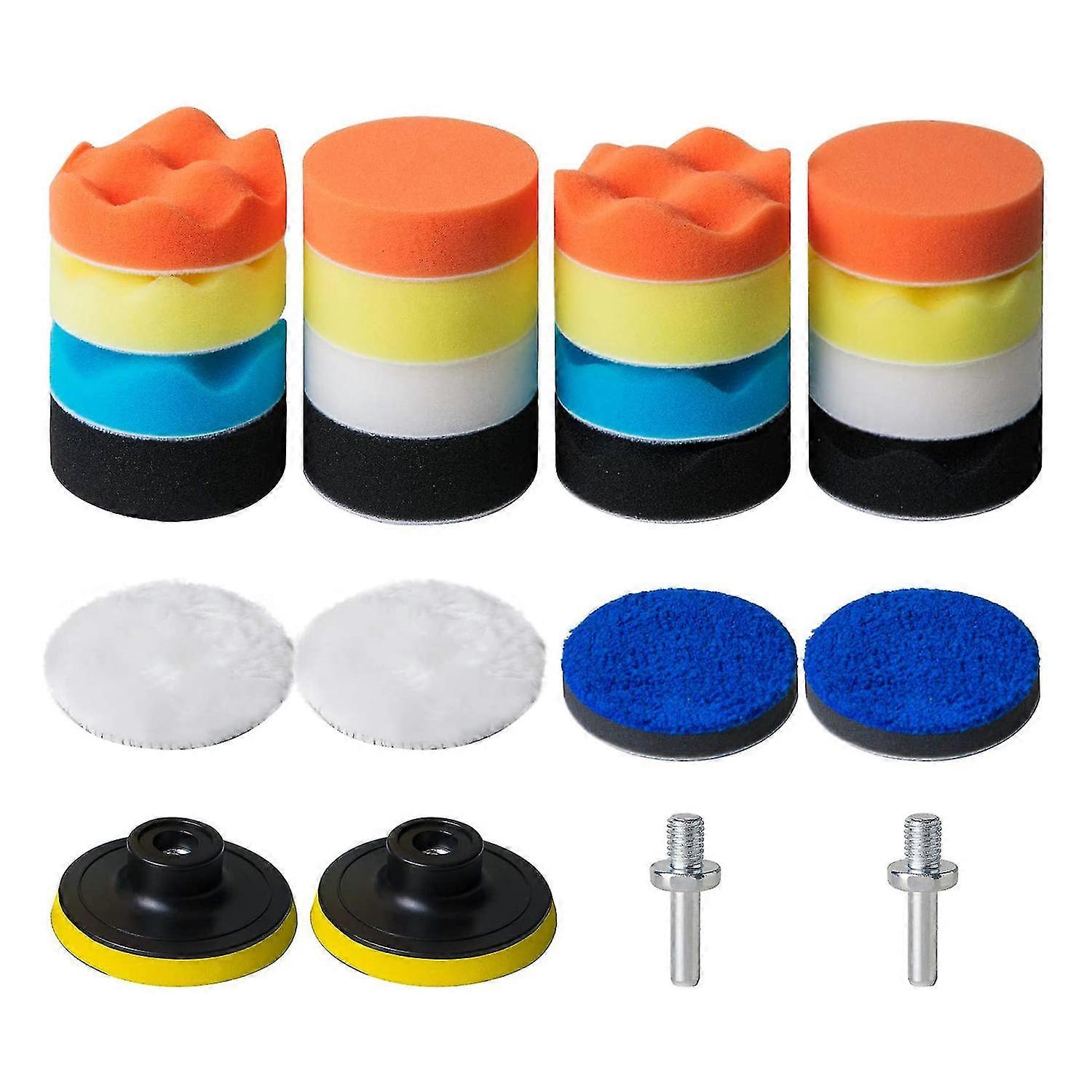 24Pcs 3-in Polishing Pad Kit Sponge Buffing Pads for Car Foam Drill Polisher Buffing Kit for Waxing
