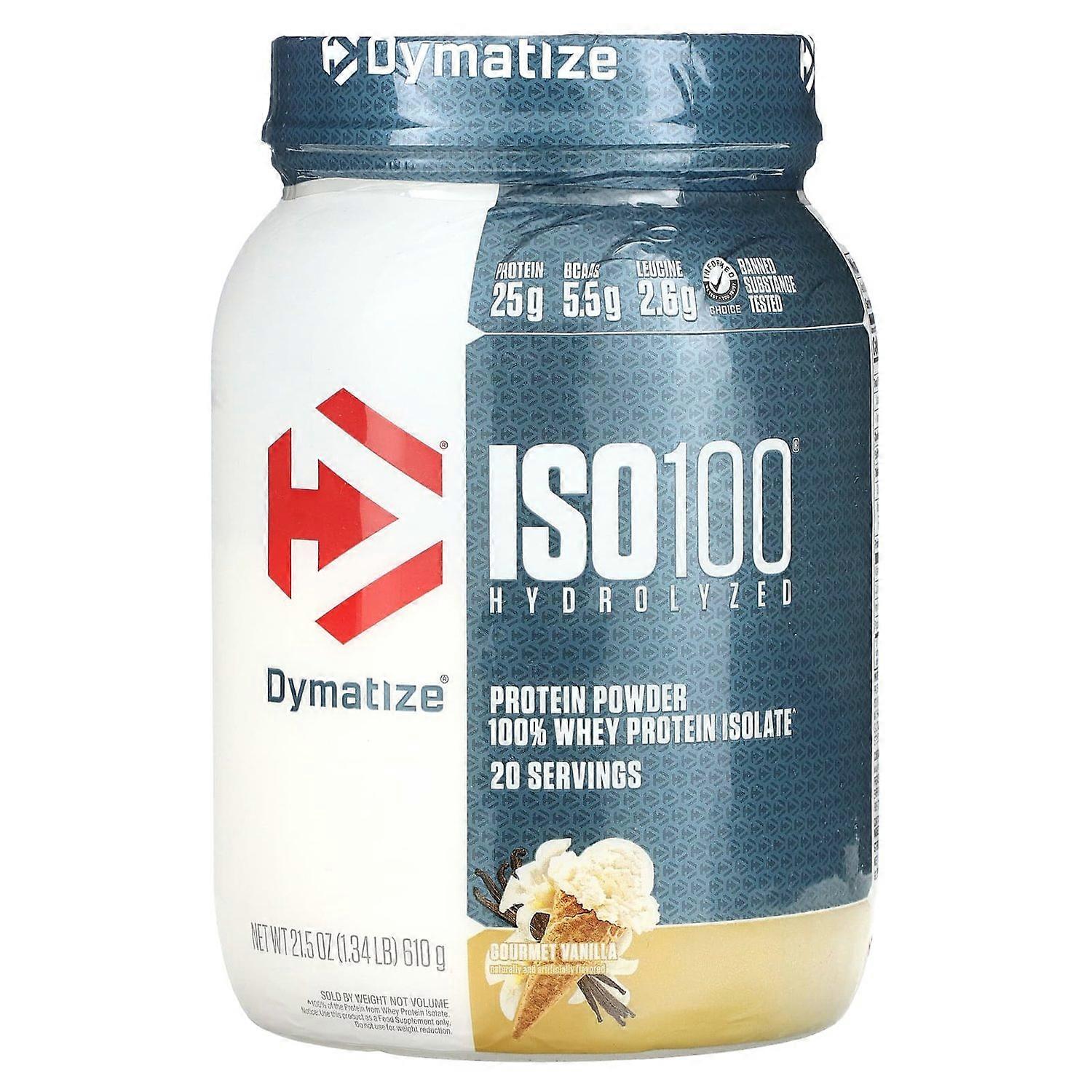 Dymatize, ISO100 Hydrolyzed, 100% Whey Protein Isolate, Gourmet Vanilla, 1.34 lb (610 g)