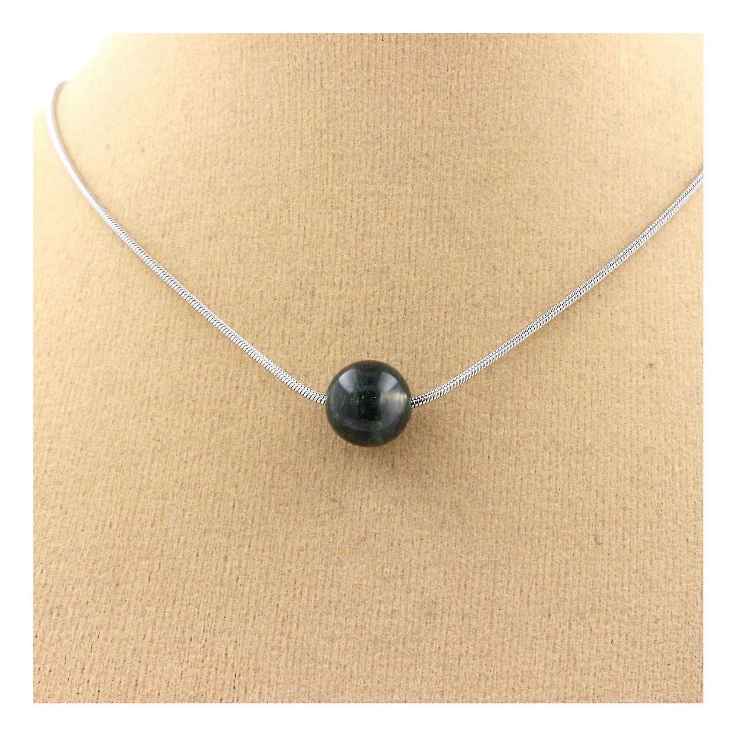 Necklace 1 bead Moss Agate 8 mm